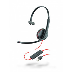 Plantronics Blackwire C3210 (209744), USB - A / Jack 3.5mm, Microphone noise-canceling, SoundGuard, DSP, Receive output from 20 Hz–20 kHz, Microphone 100 Hz–10 kHz, Call answer/ignore/end/hold, redial, mute, volume +/-, OEM, CABLE LENGTH 1610mm